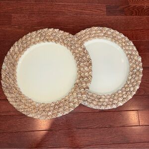Pier 1 one imports SET of TWO real Shell plate Chargers coastal beach sea life